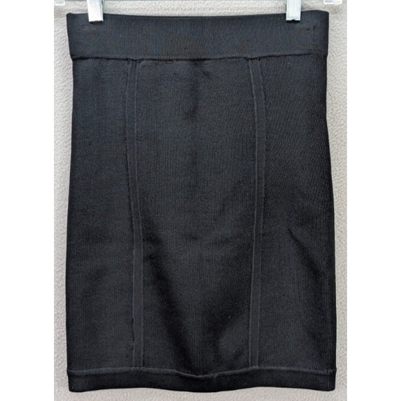 BEBE Mini Skirt Womens Size XS Bandage Bodycon Black Elastic Waist Rayon Stretch - Picture 4 of 14